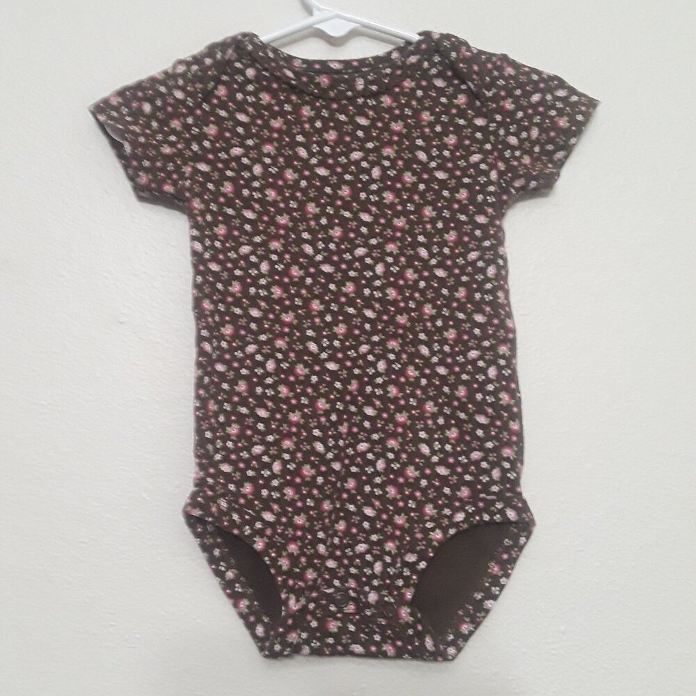 Carter's Floral Print Bodysuit - Brown and Pink